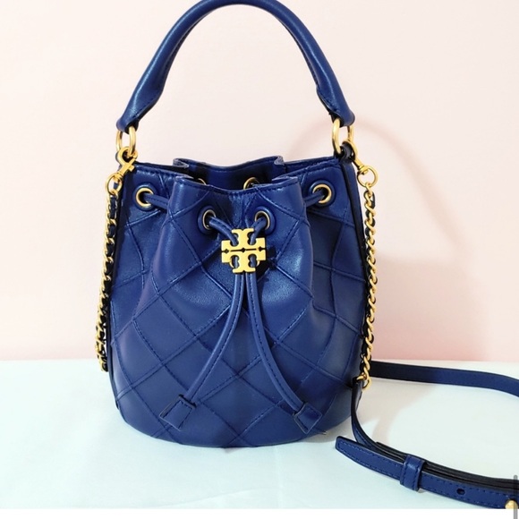 Tory Burch Fleming Leather Crossbody small dark blue royal bag. - Picture 2 of 10